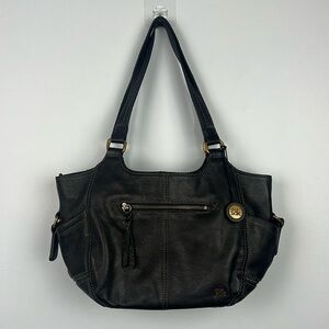 The Sak Kendra black leather zippered satchel hobo shoulder bag